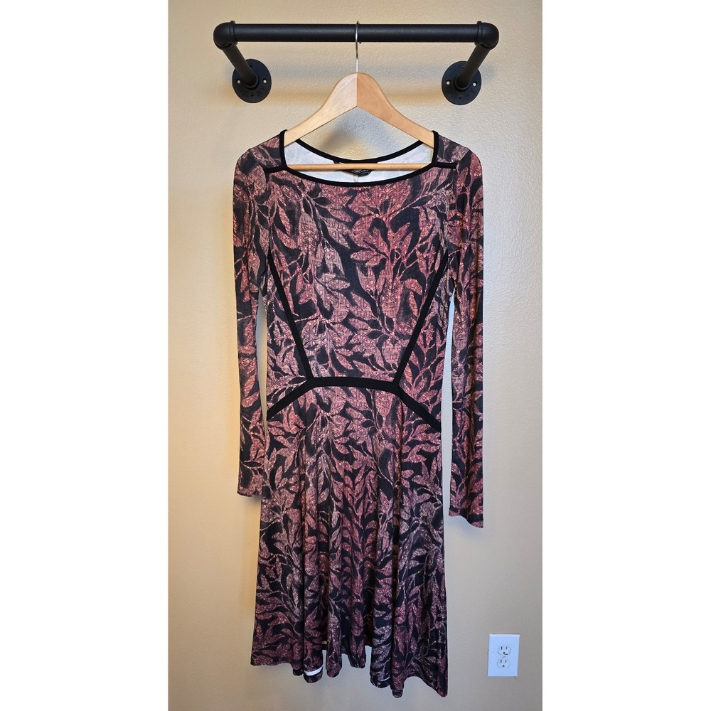 Peruvian connection drop waist floral‎ long sleeve dress women's size XS